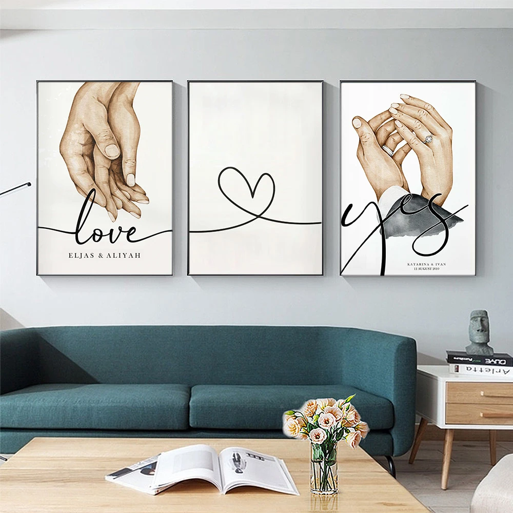 Your Family Personalized Posters and Prints Custom Names Canvas Paintings Nordic Wall Art Pictures for Living Room Home Decor