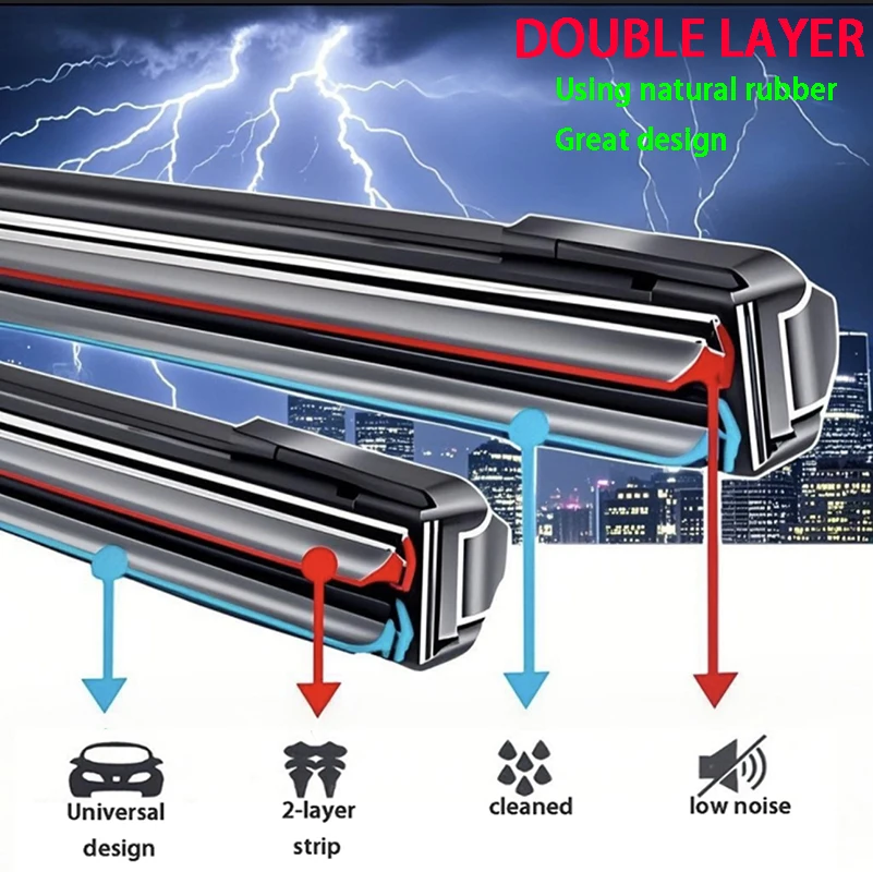 For Nissan Micra K12 2002-2010 2008 2007Car Wiper U-type Soft Rubber Boneless Wiper HD Quiet Durable Automotive Wiper 21"+18"