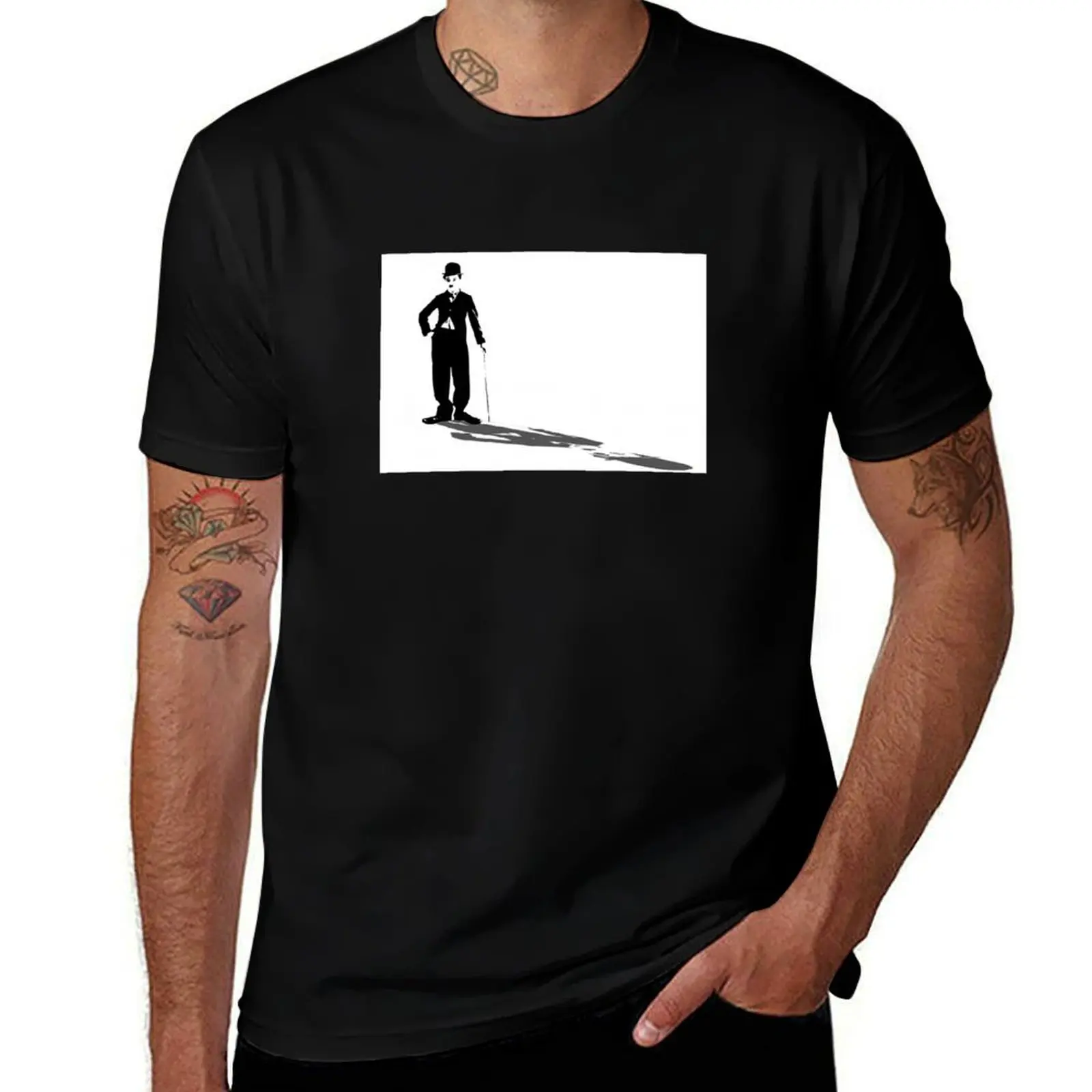 

Футболка Charlie Chaplin Shadow, мужская футболка, футболки с рисунком для мужчин, хлопковая мужская футболка, футболка из плотного хлопка