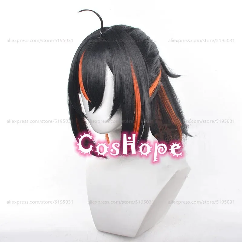 d;4'v\6.h/Zhu Yuan 55cm Long Hair with Ponytail Black Orange Mixed Anime Cosplay Wig Heat Re6;j'3\s,9'b/