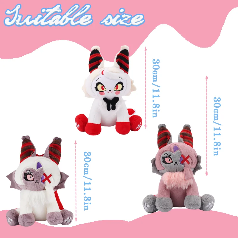 Vaggie meow plushie charlie meow pelúcia engraçado hazbin hotel anime periférico macio pelúcia gato travesseiro anime fãs crianças presente de aniversário