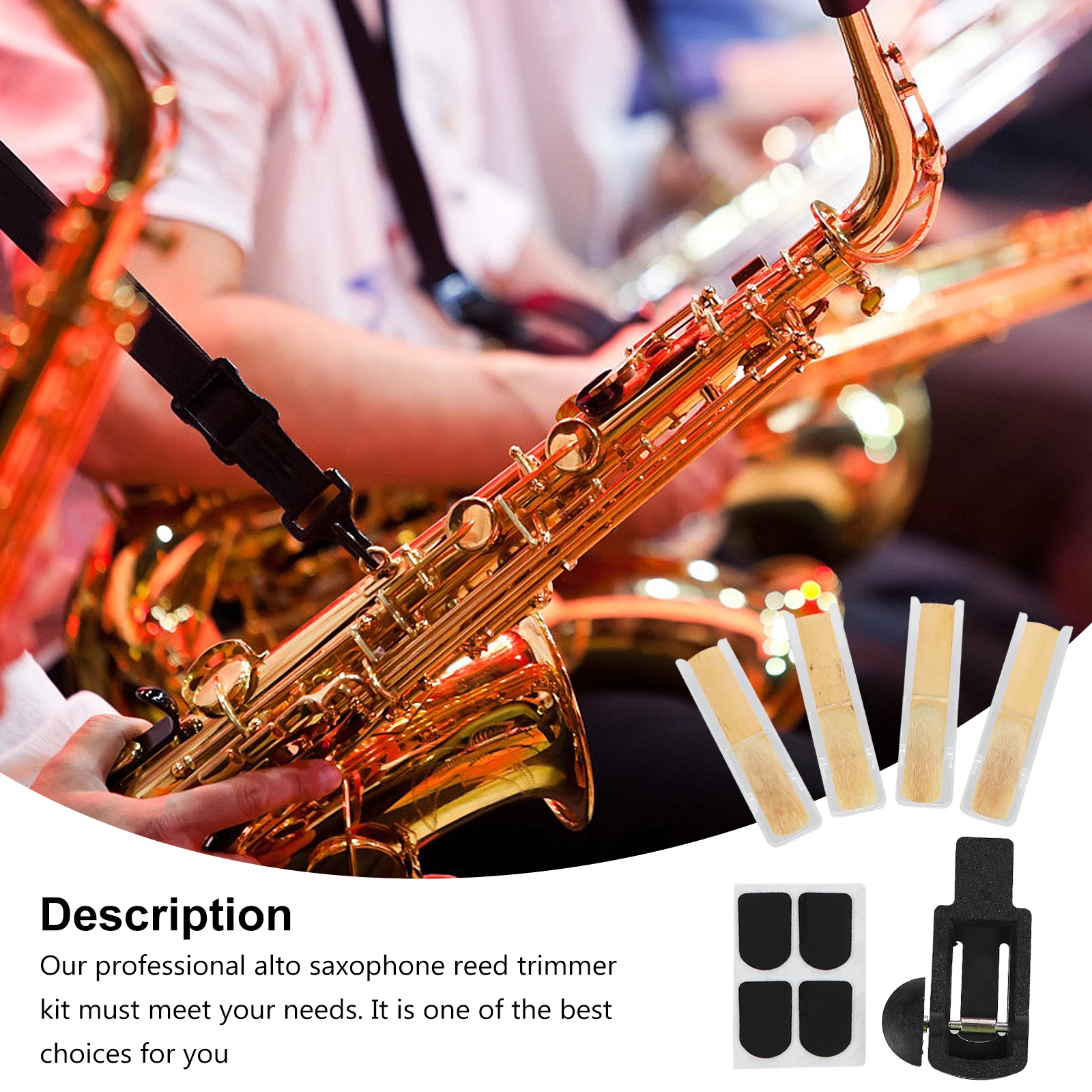 

Saxophone Reed Set Woodwind Instrument Accessories Repair Tool Mouthpiece Cushion Pad Clippers Plastic for Clarinet Accessory
