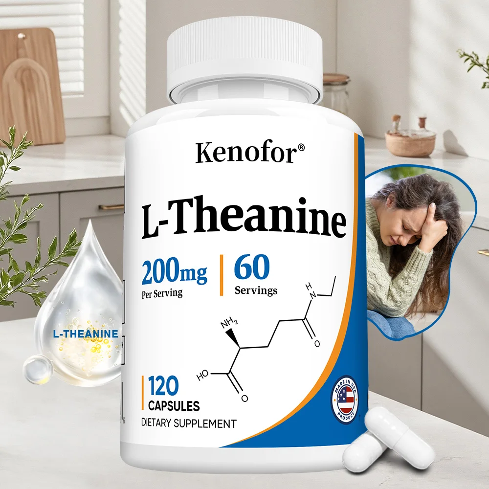 L-Theanine 200 Mg, Extra Strength Theanine Supplement – ​​Focus and Relaxation Support, Improved Sleep, Non-GMO and Gluten-Free