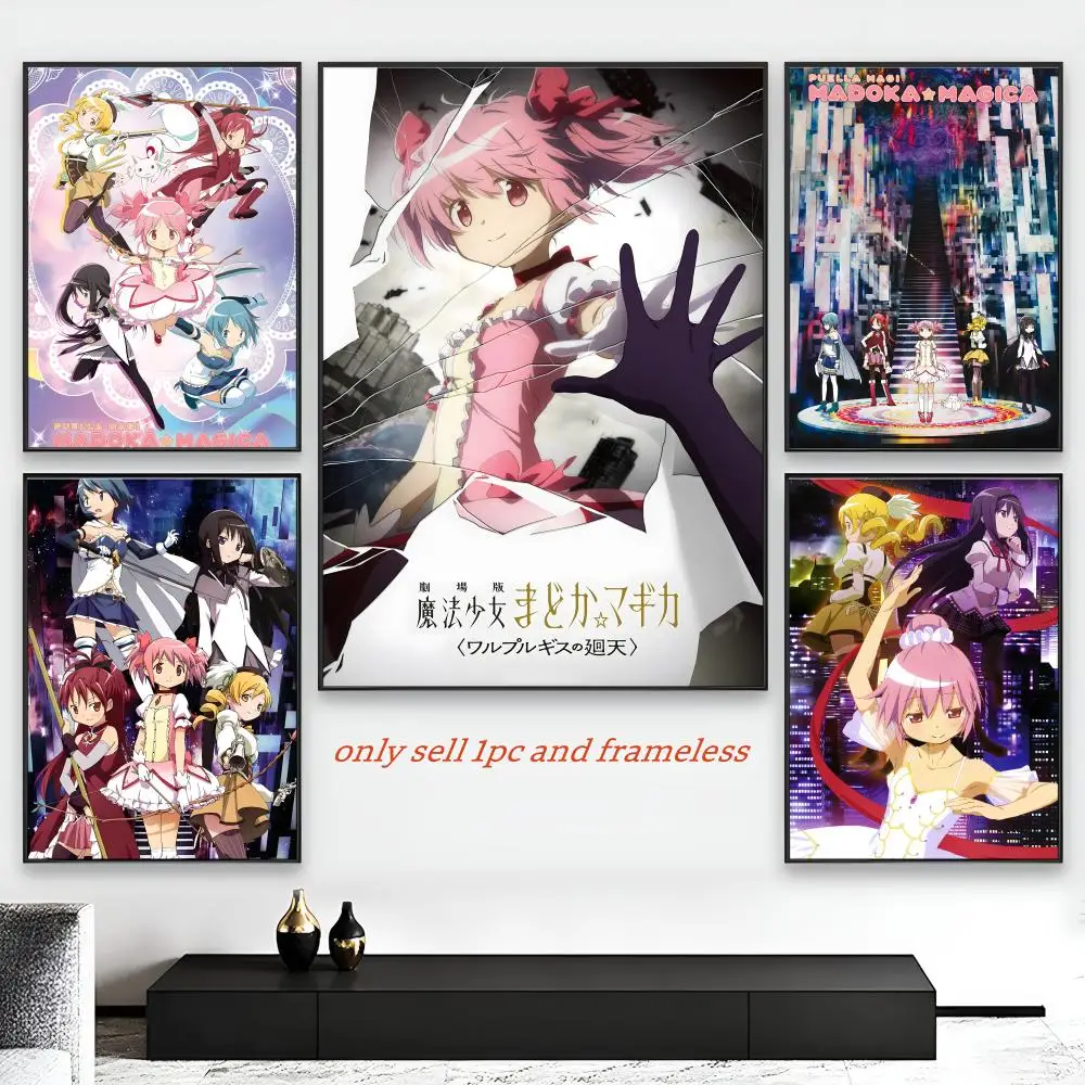 Puella Magi Madoka Magica Pink Girl Poster HD Self-Adhesive Wall Decor Home Office Dorm Bedroom & More Ideal Gift Choice