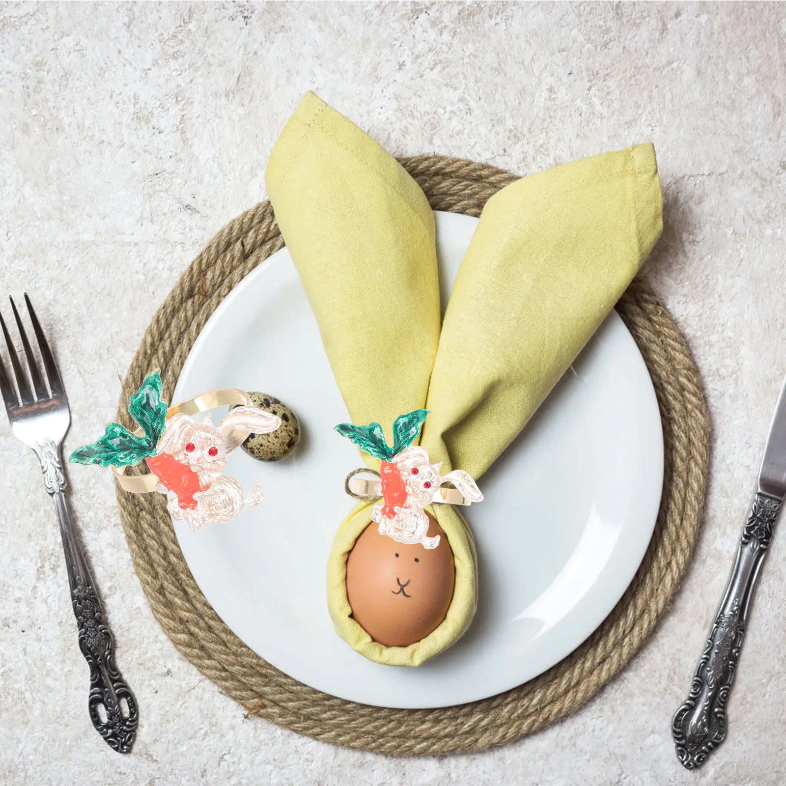 

Набор из 6 подставок для салфеток на Пасху: милые кролики и морковки, гладкая отделка, аксессуары для праздничного декора обеденного стола