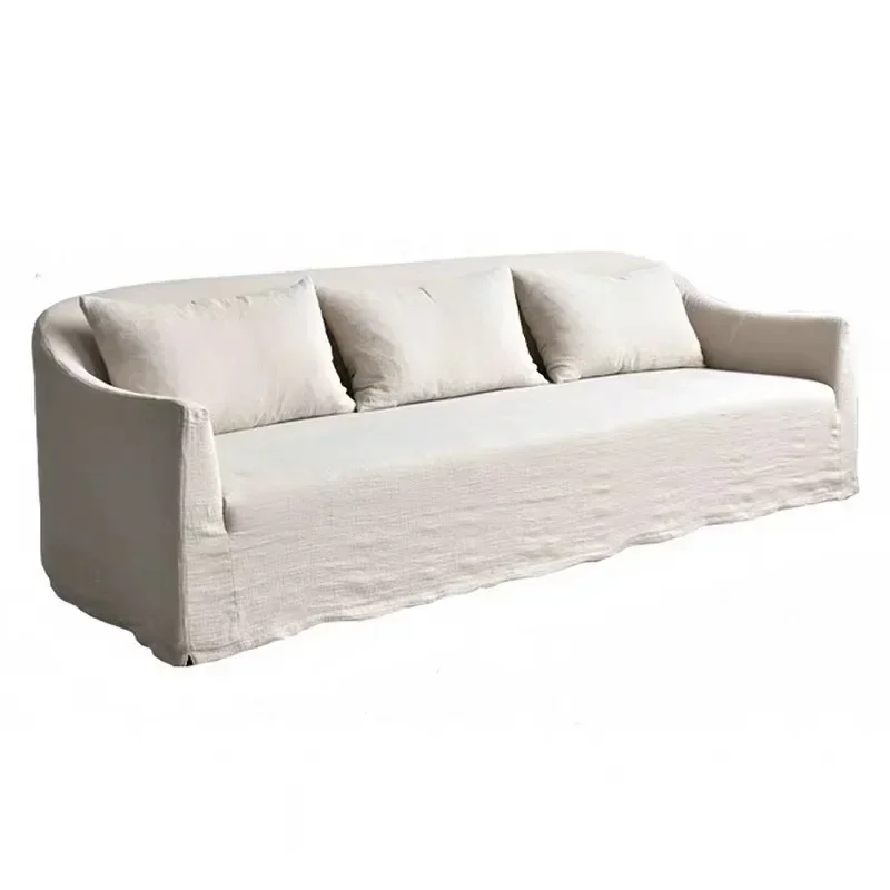 Style washed linen fabric single double triple sofa fully dismantled and washed B & B inn furniture