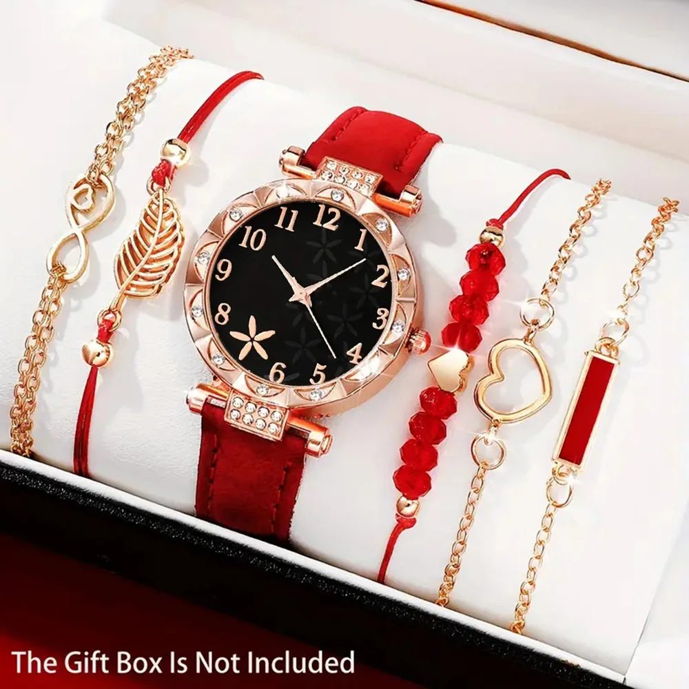 6Pcs Women Wrist Watch Set, Exquisite Atmosphere, Preferred Gift For Ramadan Presents, Easter, Halloween, Birthday Party