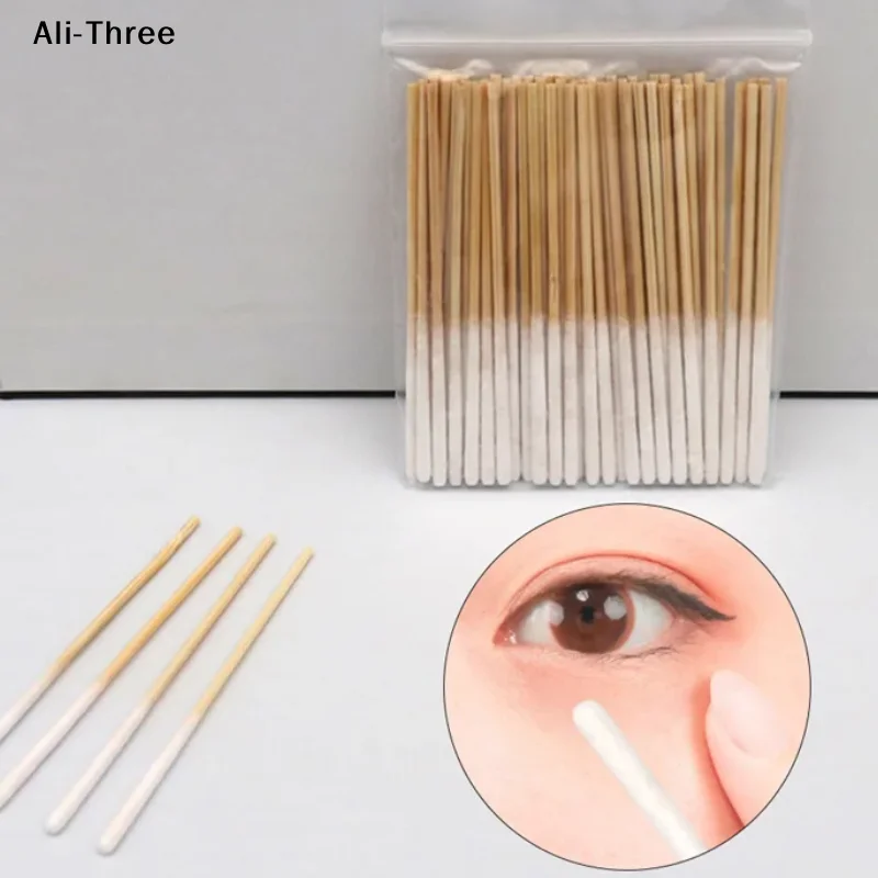

30/60Pcs Disposable Longer Cotton Swab Brush Lint Free Micro Brushes Wood Cotton Cotton Swab Brush Make Up Brushes