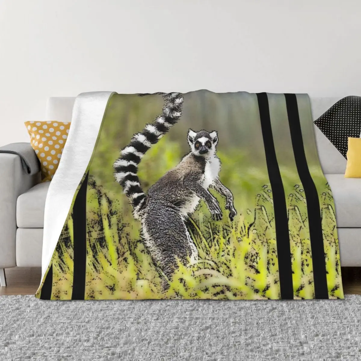 

Ring Tailed Lemur Throw Blanket Giant Sofa Stuffeds Nap Vintage Blankets