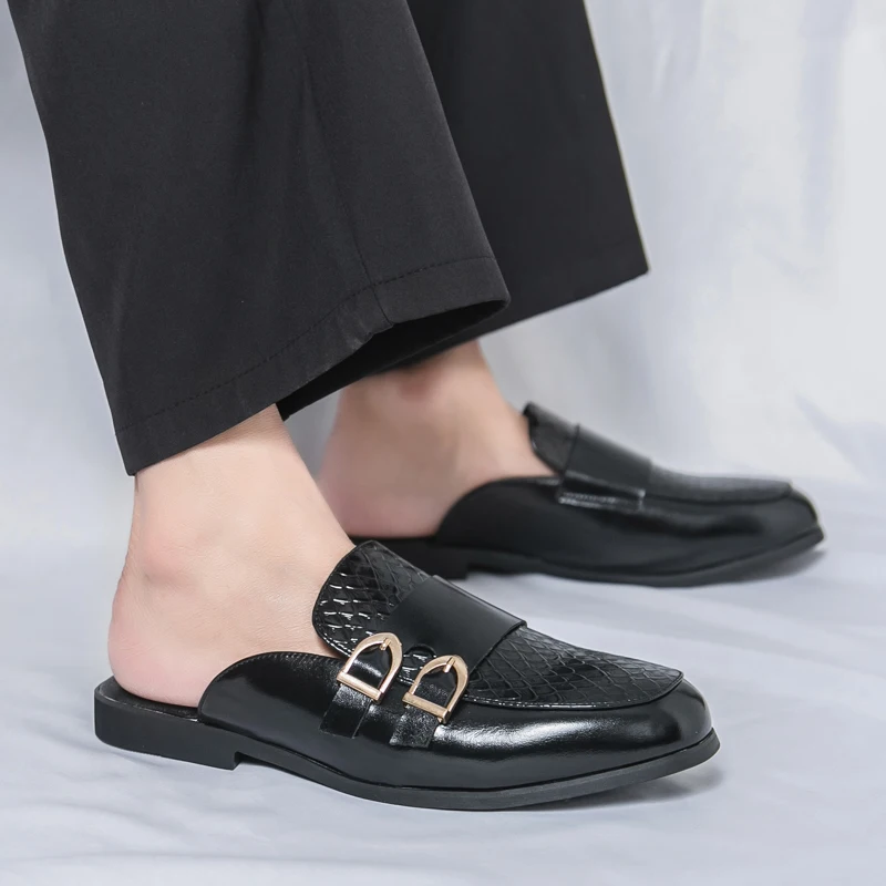 Plus Size Backless Mules Half Slippers Open-back Loafer Casual Shoes Man Slip On Flat Sneakers Closed toe Slides Sandals 2026