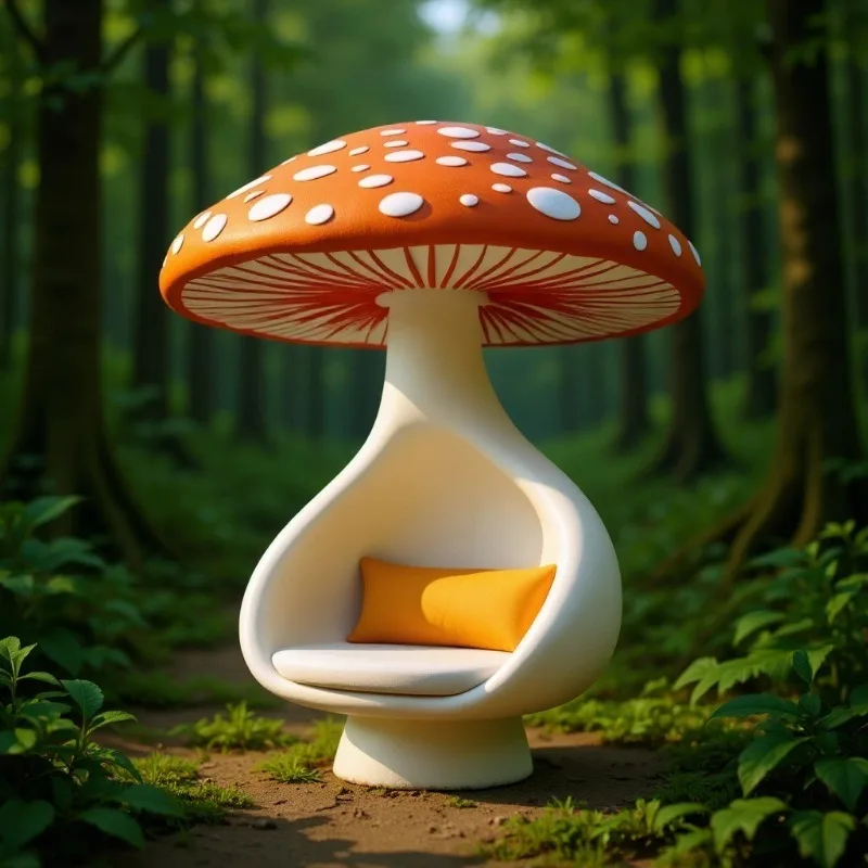 Park leisure area, mushroom-shaped parasol, large ornament, tide play doll sculpture, fiberglass reinforced plastic
