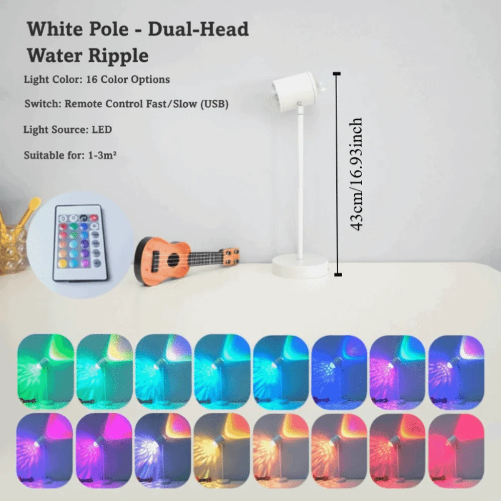 16 Colors Water Ripple Lamp Button Control 360° Rotation Sunset Lamp Corrugated Light Internet Famous Atmosphere Lamp