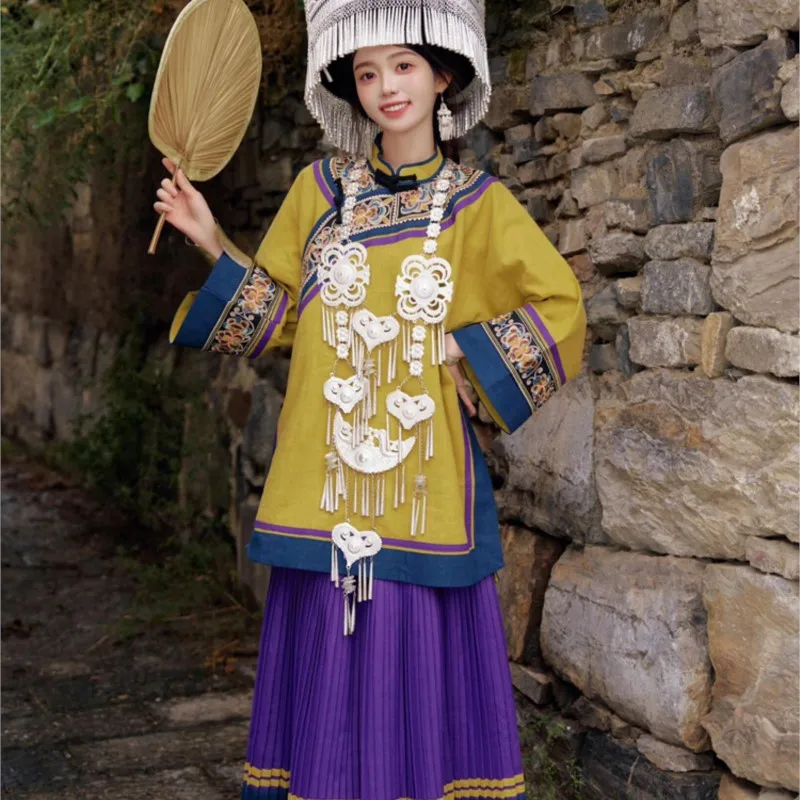 New cotton and linen clothing women's exotic embroidered garments performance costumes travel shoot styles