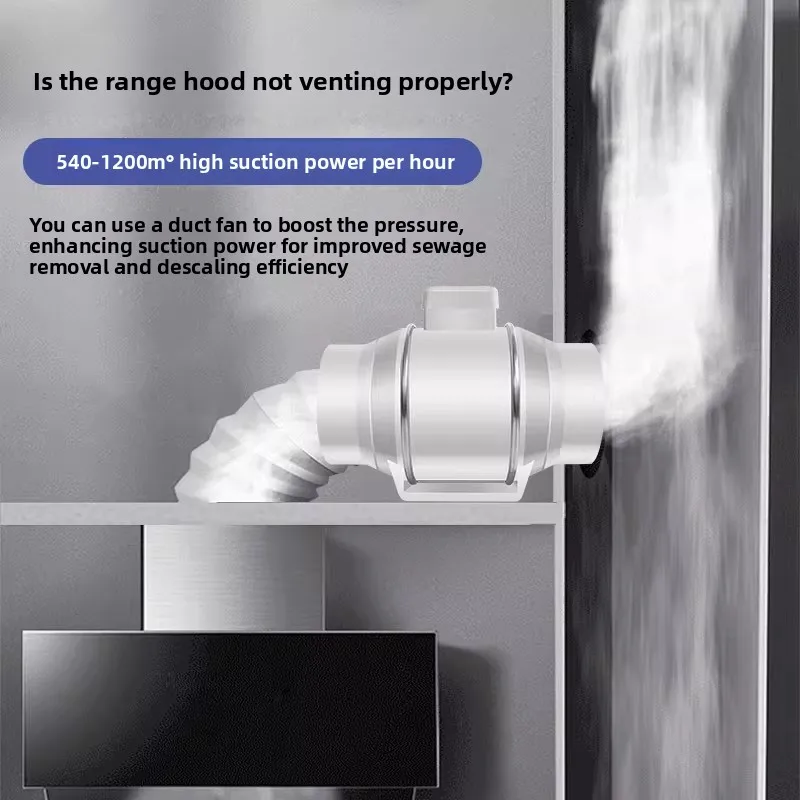 Super Silent Angled Duct Fan – High Pressure Exhaust for Bathroom Kitchen Smoke Ventilation