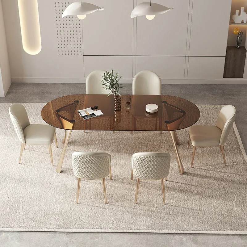 Toughened glass dining table light luxury designer's new creative dining table transparent dining table