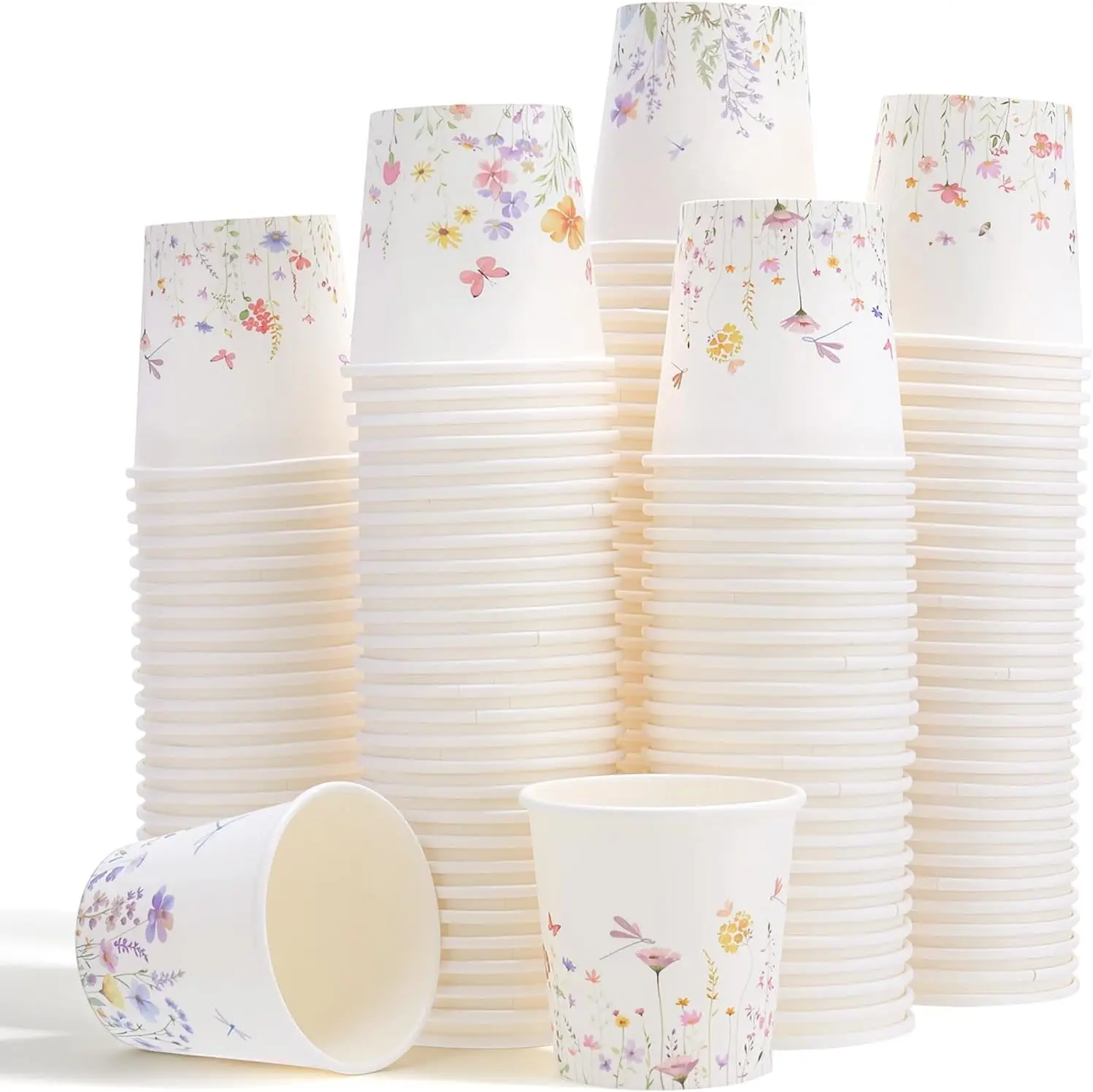 

4oz Paper Bathroom Cups,200 Pack Disposable Mini Mouthwash Cups with Wildflower Design for Toothbrush Home Bathroom Picn