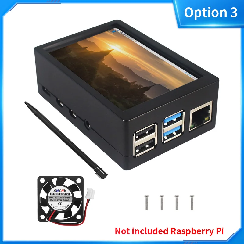 Raspberry Pi 3,5 zoll Touch Screen 450*320 LCD Resistive Bildschirm für Raspberry Pi 4B 3B + 3B Zewo 2W Optional Fan RPi 4B Fall