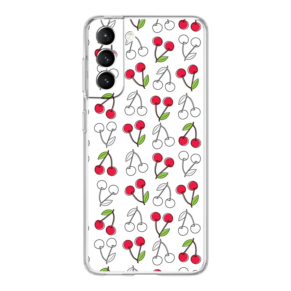 Clear Phone Case For Samsung Galaxy S24 Plus S23 FE S22 S21 S20 Ultra 5G S10 S10E S9 S8 Soft Silicone Cover Cute Cherry Bow