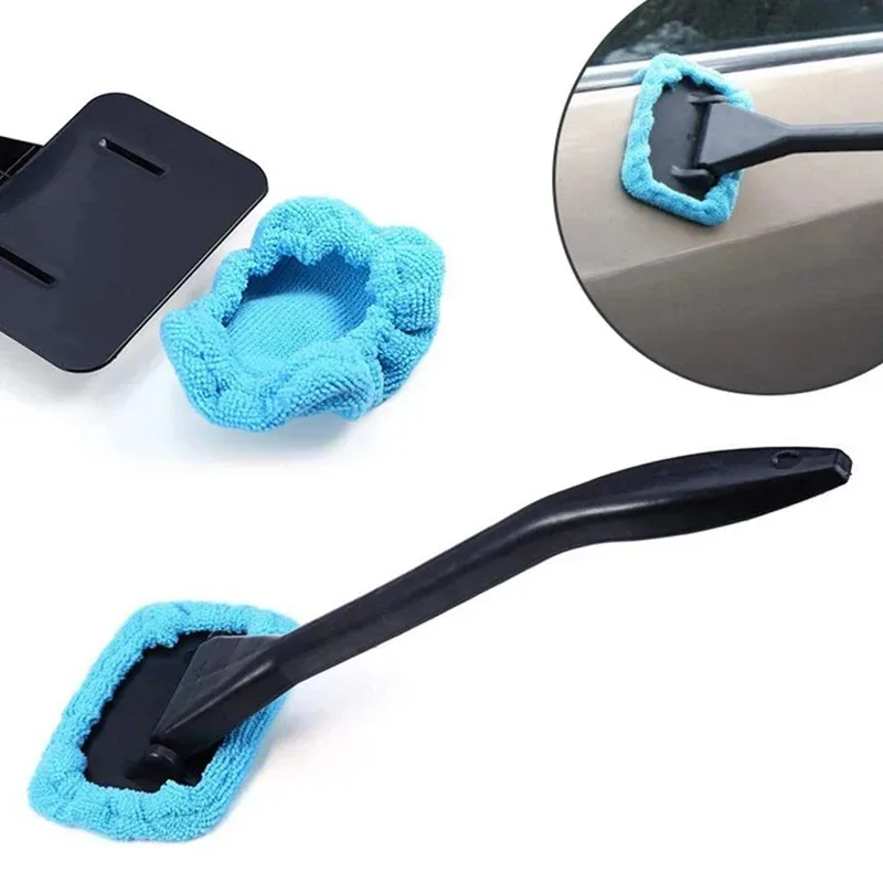 1/2/3Pcs Car Window Windshield Brush Microfiber Cloth Auto Window Cleaner Long Handle Car Washable Brush Clean Tool