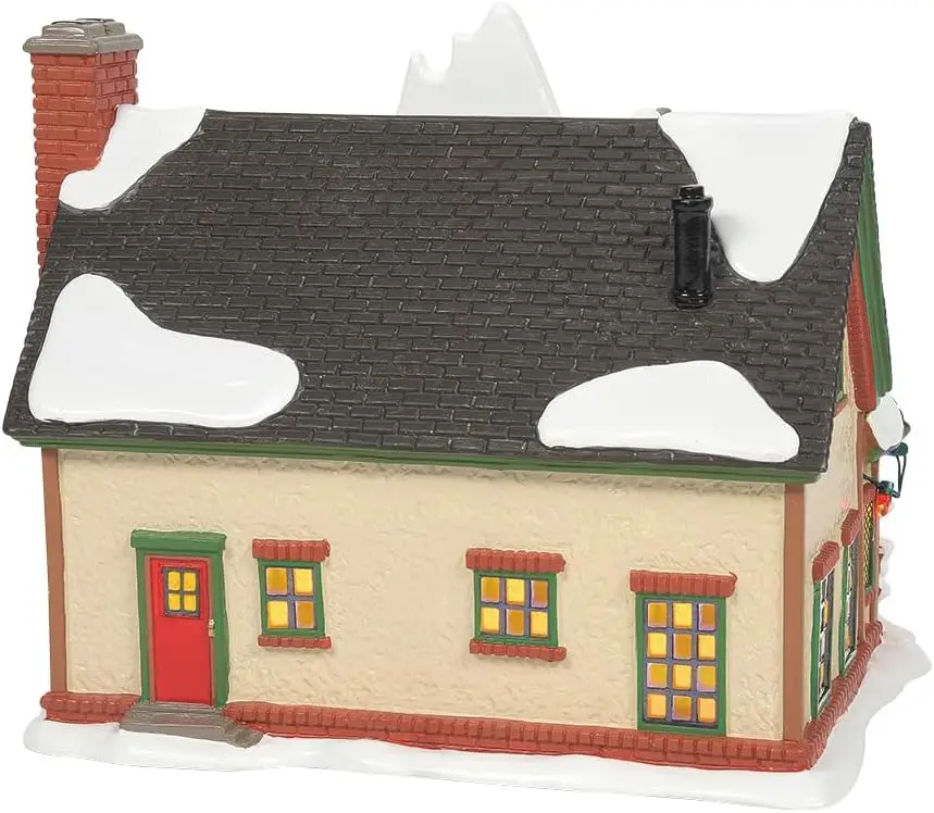 Grinch House Christmas Village Building avec lumières LED, décor en céramique peint à la main, adaptateur secteur inclus, 7,2 pouces multicolore