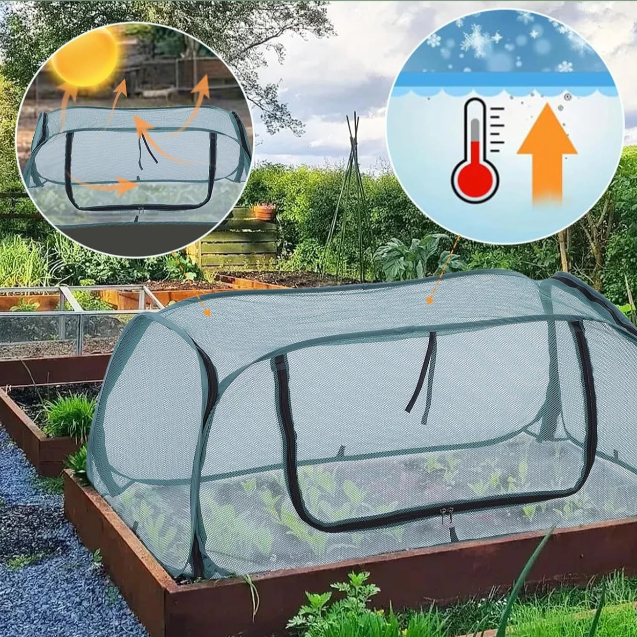 Pop-Up Fruit Vegetable Plant Protection Cover Insect Bird Barrier Net for Flowers Rain Wind Cold Protection Outdoor Yard