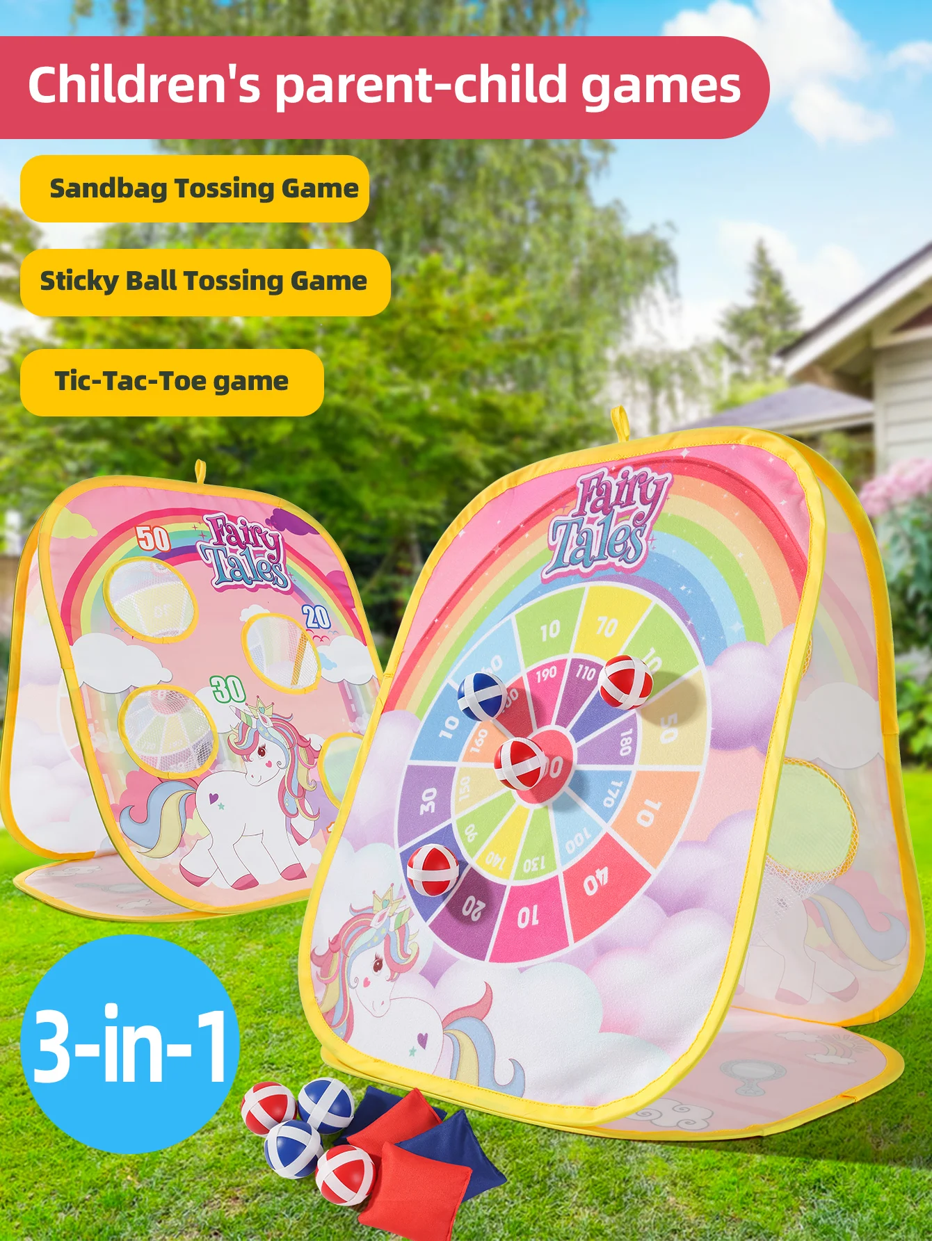 3-in-1 Kids Bean Bag Toss Game Set - Parent-Child Interactive Toy for School Sports, Birthday & Easter Party Favors