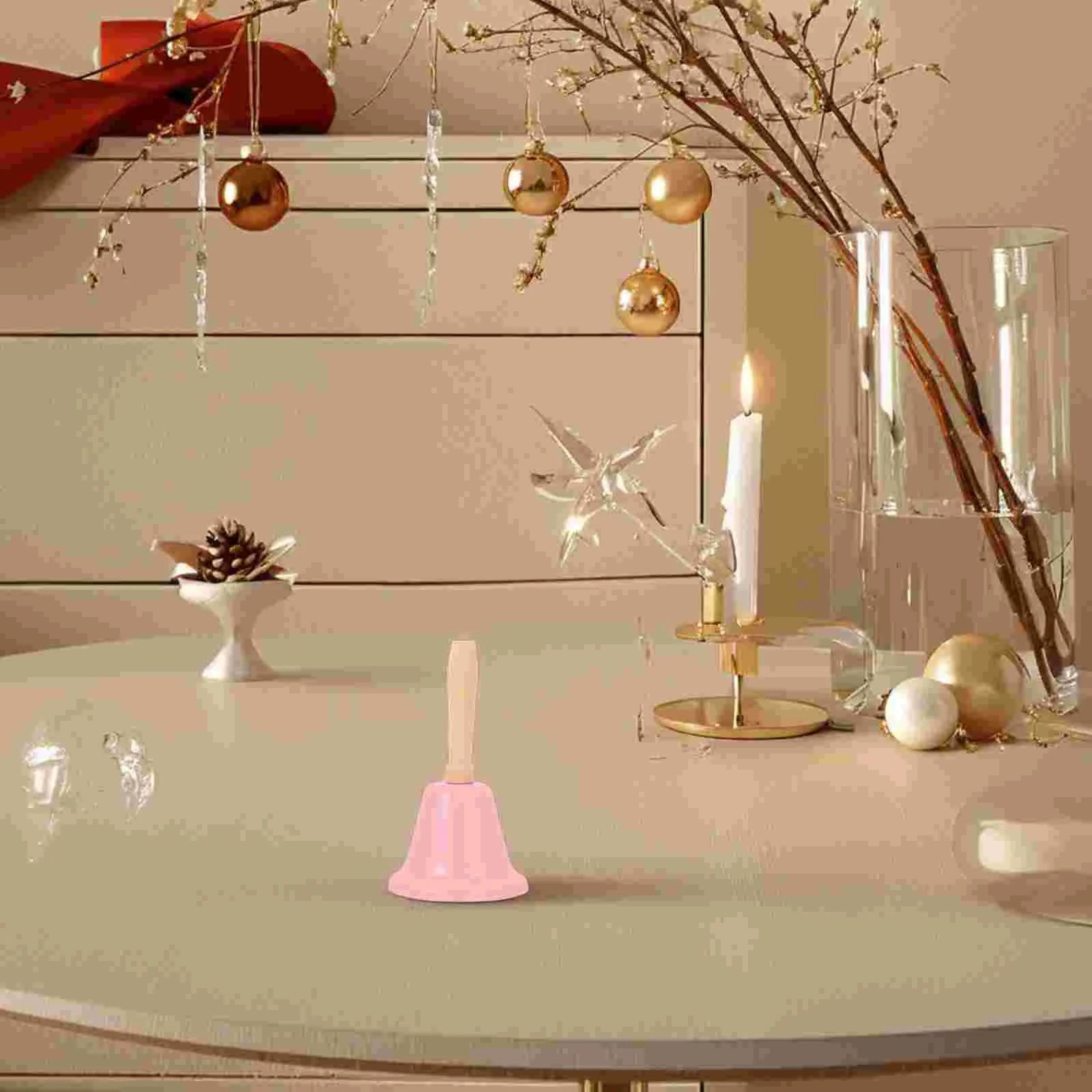 2pcs Iron Bells Red Enamel Handheld Christmas Rattle Restaurant Call Bell for School Classroom Alarm Tea Service for School