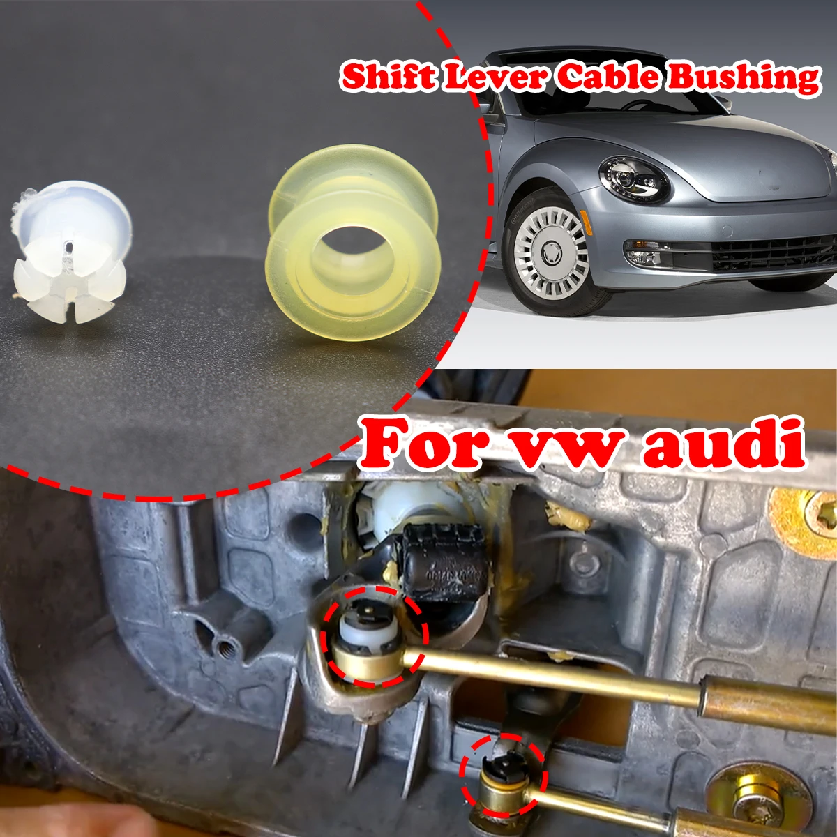 

2pcs Manual Transmission Gear shift Cable Bushing Shifter Selector Linkage End Rod Kit Car Replacement for Audi A3 S3 vw Beetle