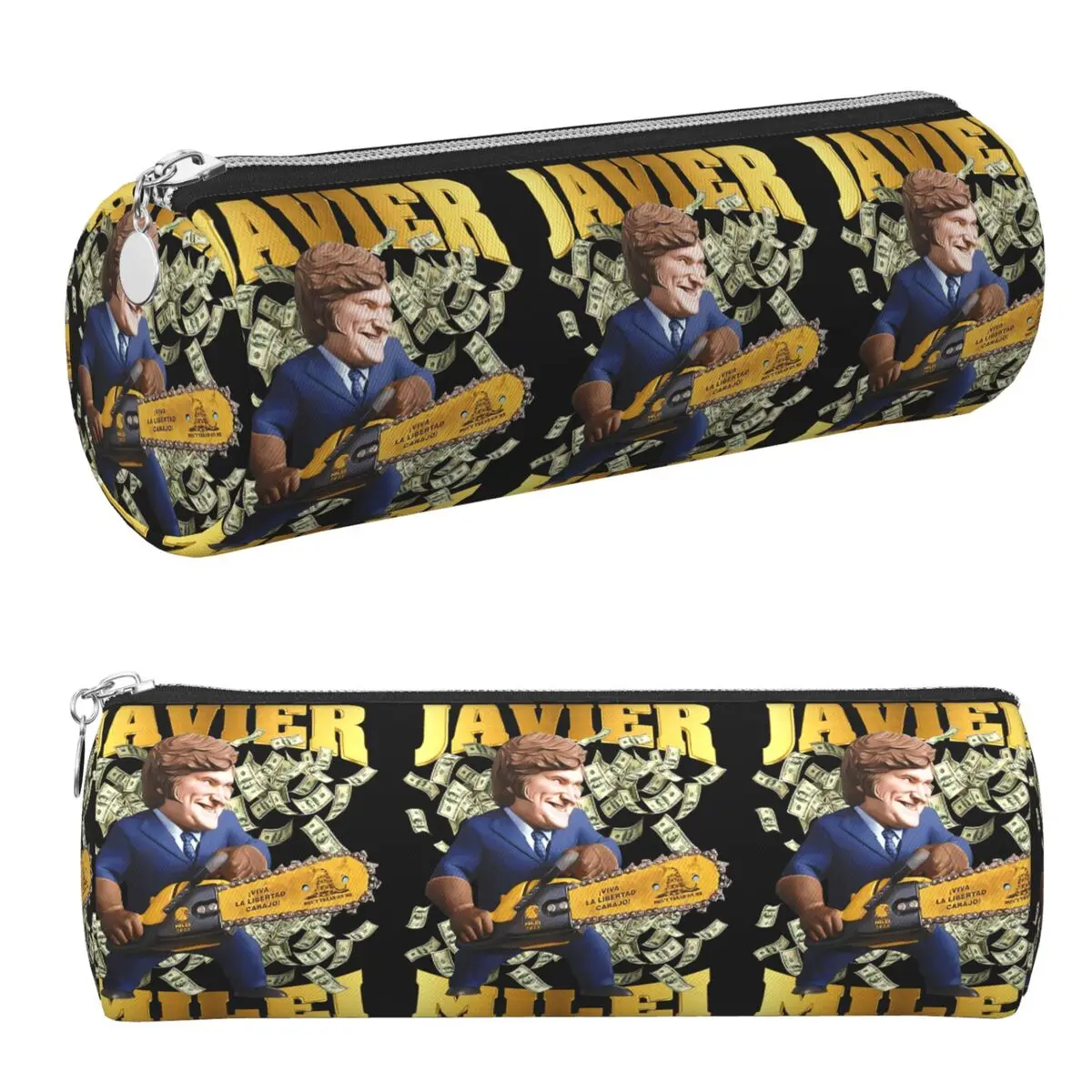 Estuche para Lápices con Diseño de Monedas de Javier Milei, Portalápices Cilíndrico, Bolsa para Lápices para Niños y Niñas de Escuela