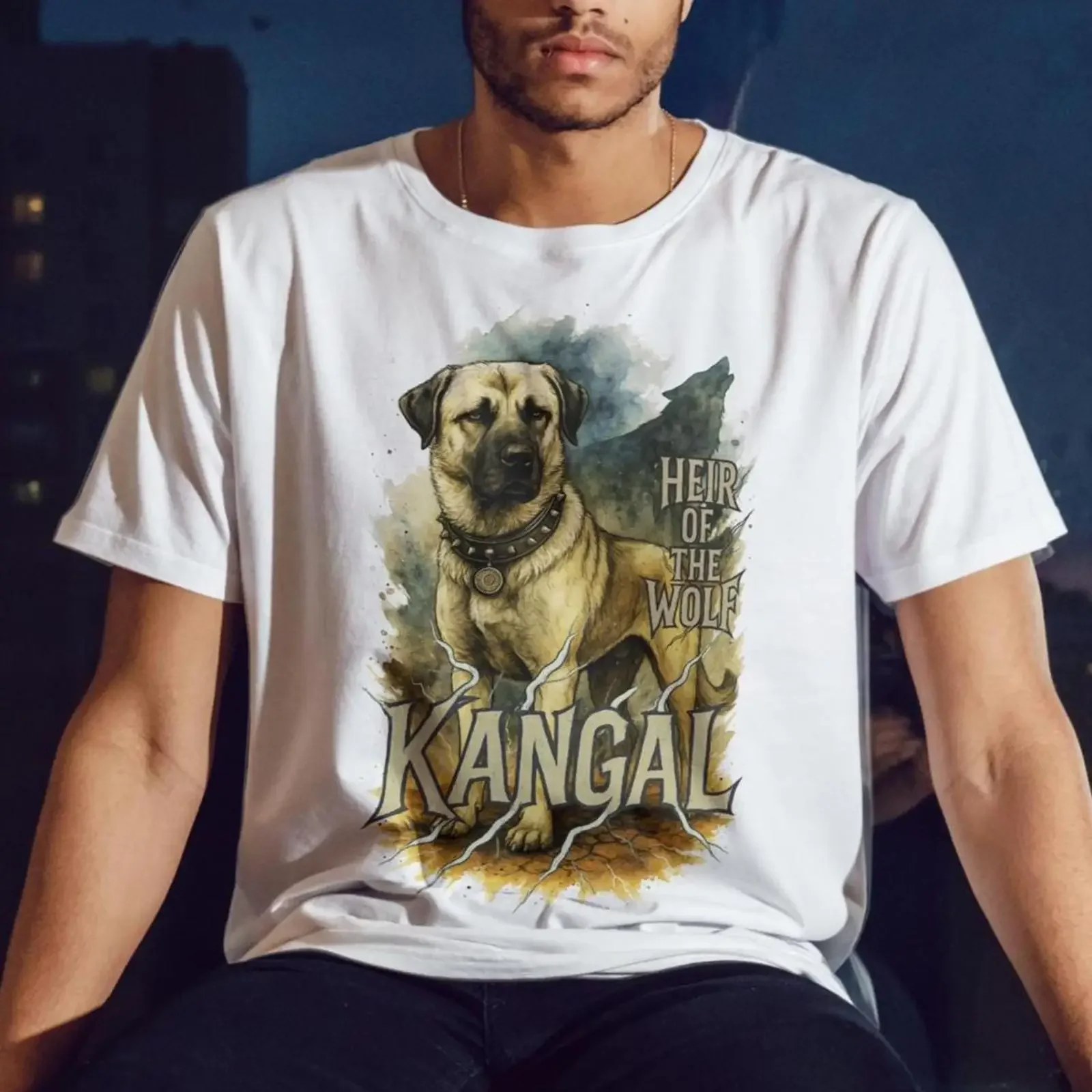 Camiseta de Pastor de Anatolia Kangal, Perro Guardián, Diseño Vintage con Tinta, Garra, Tipografía, Montaña, Lavado Vintage, Suave, Cómoda, Unisex