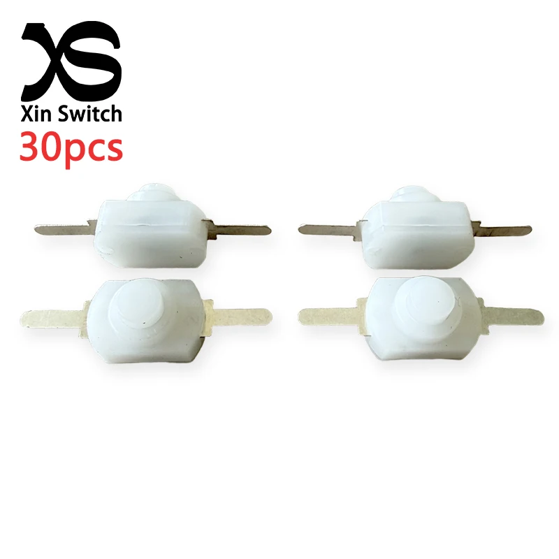 30PCS 1208YD White Flat Feet Self Locking Mini Power Button Switch 12x8mm DC 30V 1.5A Strong Light Flashlight Switch