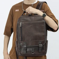 Fashion Leather Men Backpack Large Capacity Business Male 15in Laptop Bag Daypacks Travel College School Bag Bags for Women