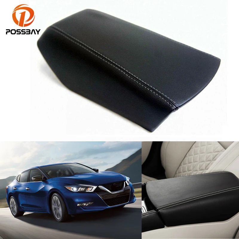 Car Center Control Armrest Box Skin Cover Console Black Microfiber Leather for Nissan Maxima 2016 2017 2018 2019 Interior Parts