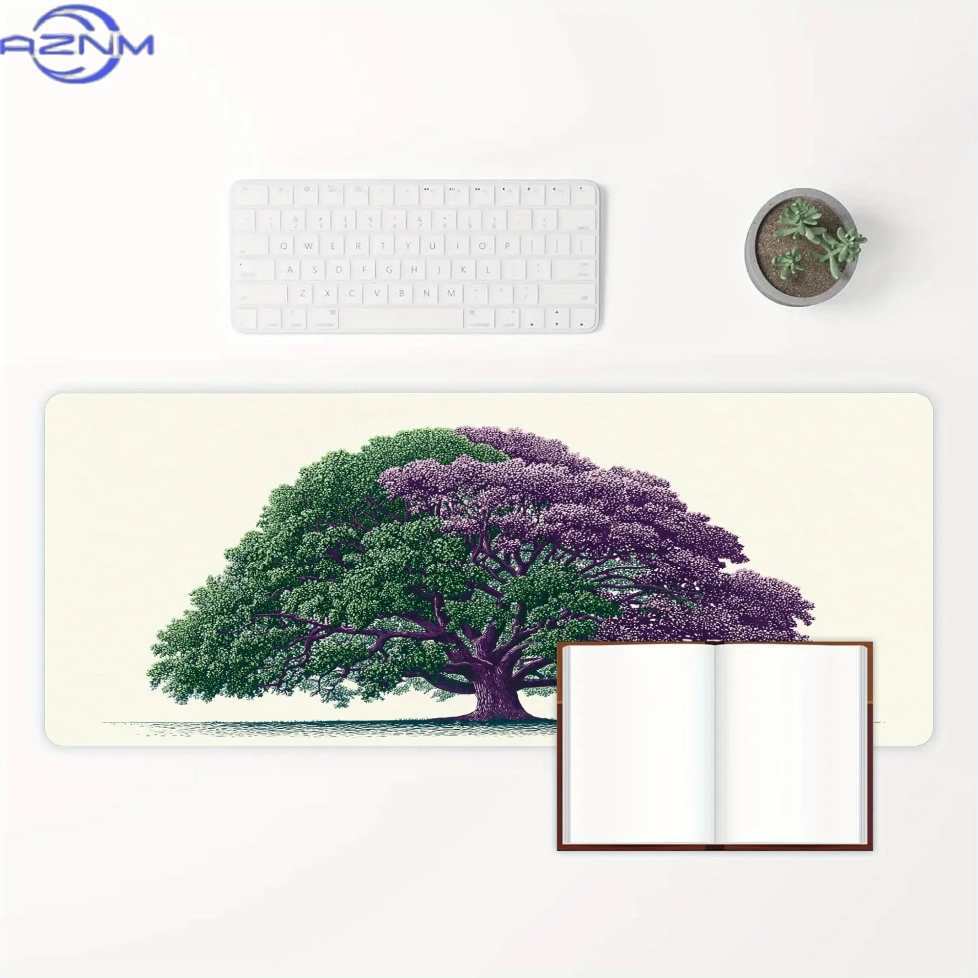 One Piece of a Non-Slip Mouse Pad Featuring a Purple Tree Design, Equipped with an Anti-Slip Base Suitable for Office, Home, And