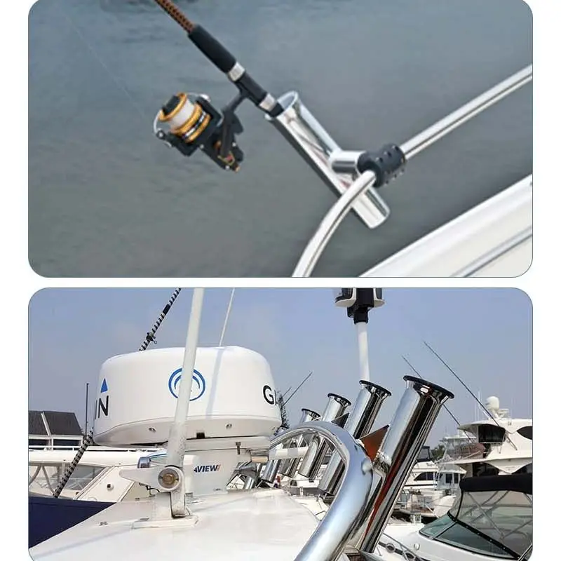 Mirror Polished Boat Accessories 15/30/90 Degree Stainless Steel Heavy Flush Mount Fishing Rod Holder with Lid Inner Tube Gasket