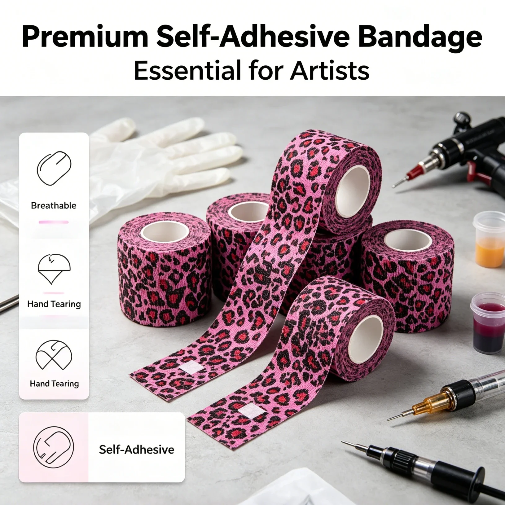 48/24/3PCS Tattoo Grip Cover Wraps Self-Adhesive Elastic Bandage Tape Breathable Strong Sports Tape Athletic Bandage Rolls