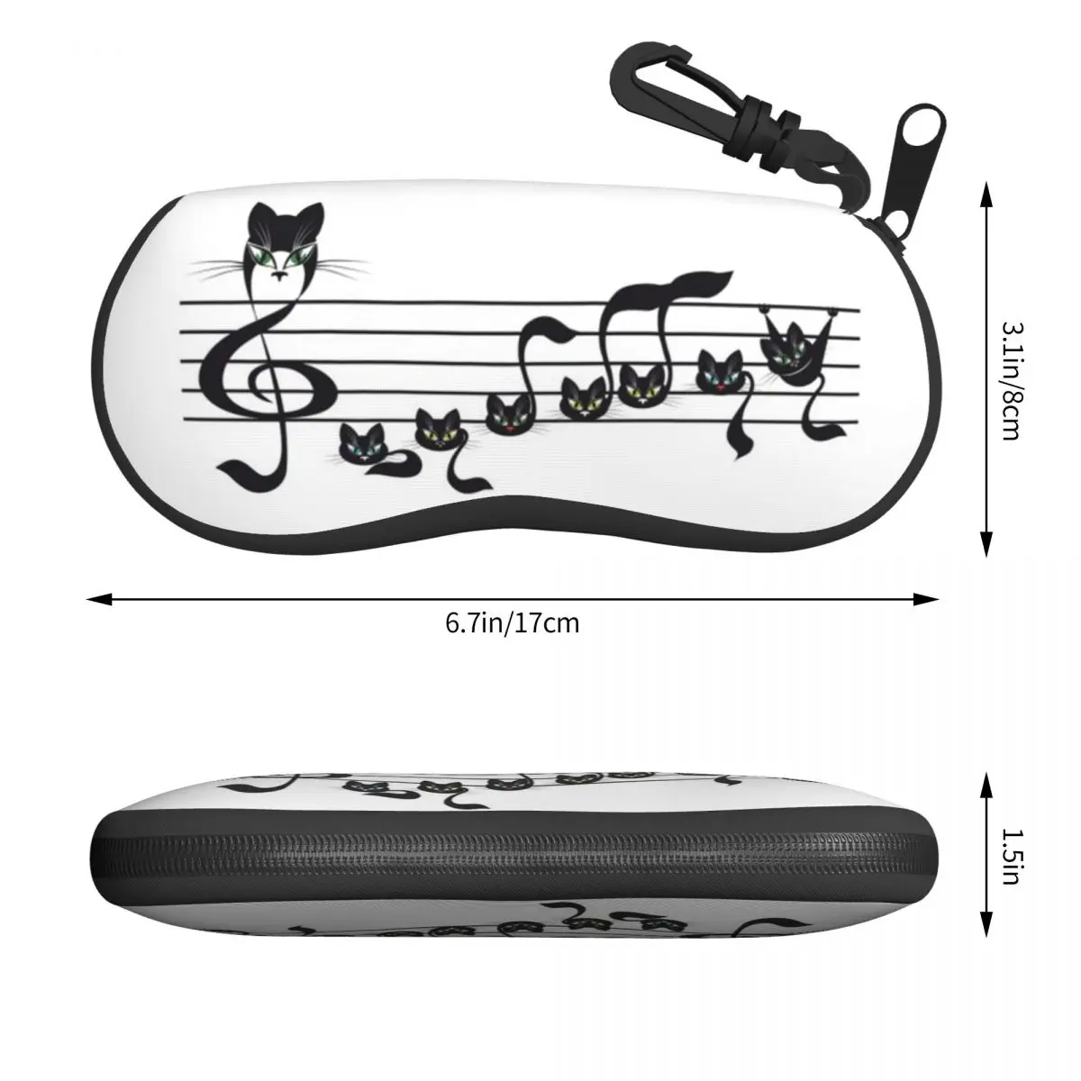 Black Cat With Music Notes Shell Eyeglasses Protector Cases Fashion Sunglass Case Animal Cartoon Kitten Glasses Pouch