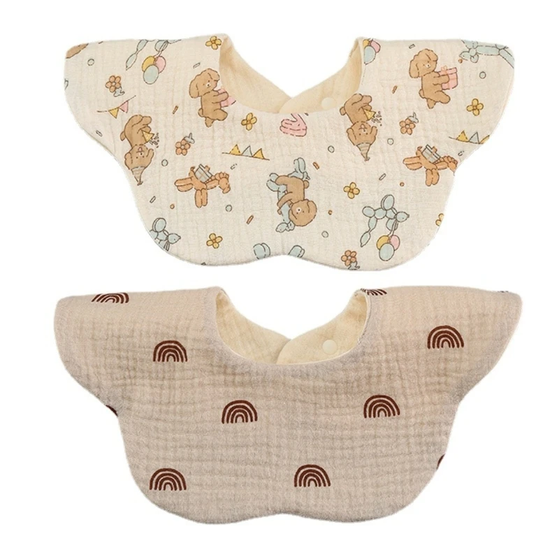 

Baby Bibs for Boys Girl Breathable Drooling Bib Cotton Burp Cloth Petal Shape Infant Teething Bib Feeding Towel Snap Bib