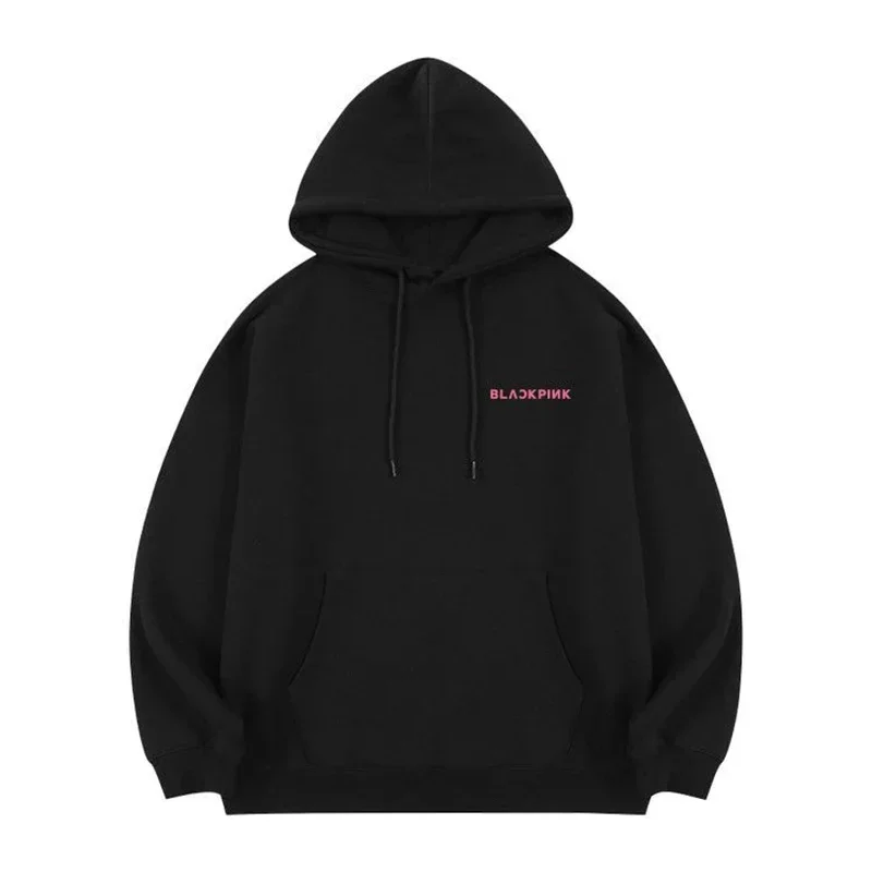 Unisex Sweatshirt Black Pink Girl Letters Printed Hooded Women Hoodies Y2K Casual Girl Pullover Korean Trend Clothes Tops