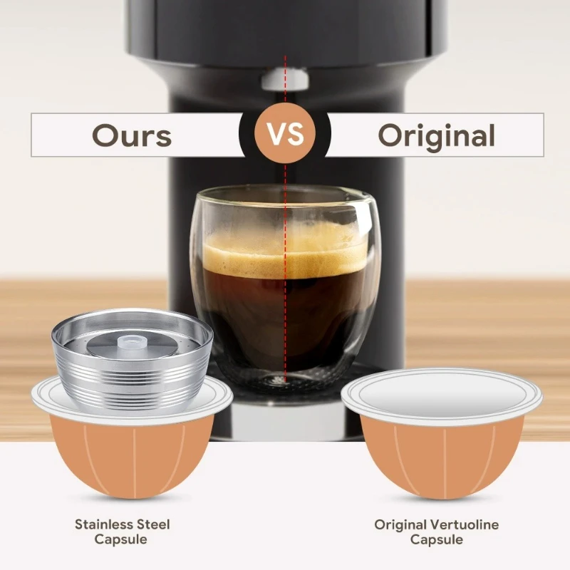 For Nespresso Vertuoline Pop Vertuo Next Coffee Maker Machine Reusable Capsule Coffee Filter with Original Pods Stainless Steel