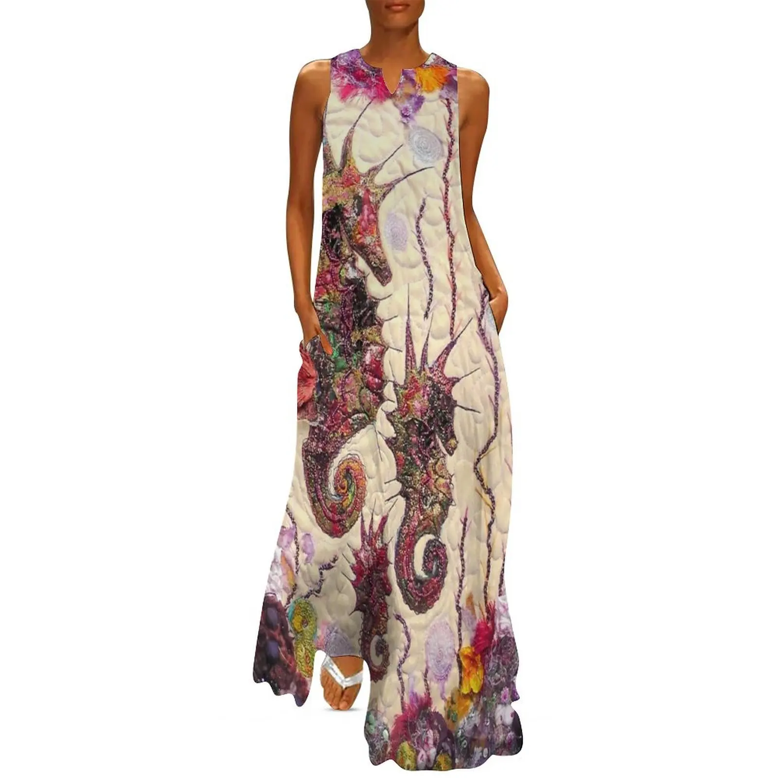 

Sea Horses from an original textile embroidered wall hanging Long Dress Long veiled dresses summer dresses dress summer Dress