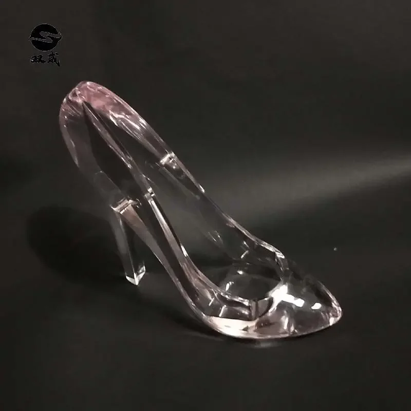 1pcs 2024 Tiktalk Cinderella Crystal Shoes Kids Birthday Gift Home Decor High-Heeled Wedding Figurines Miniatures Ornament