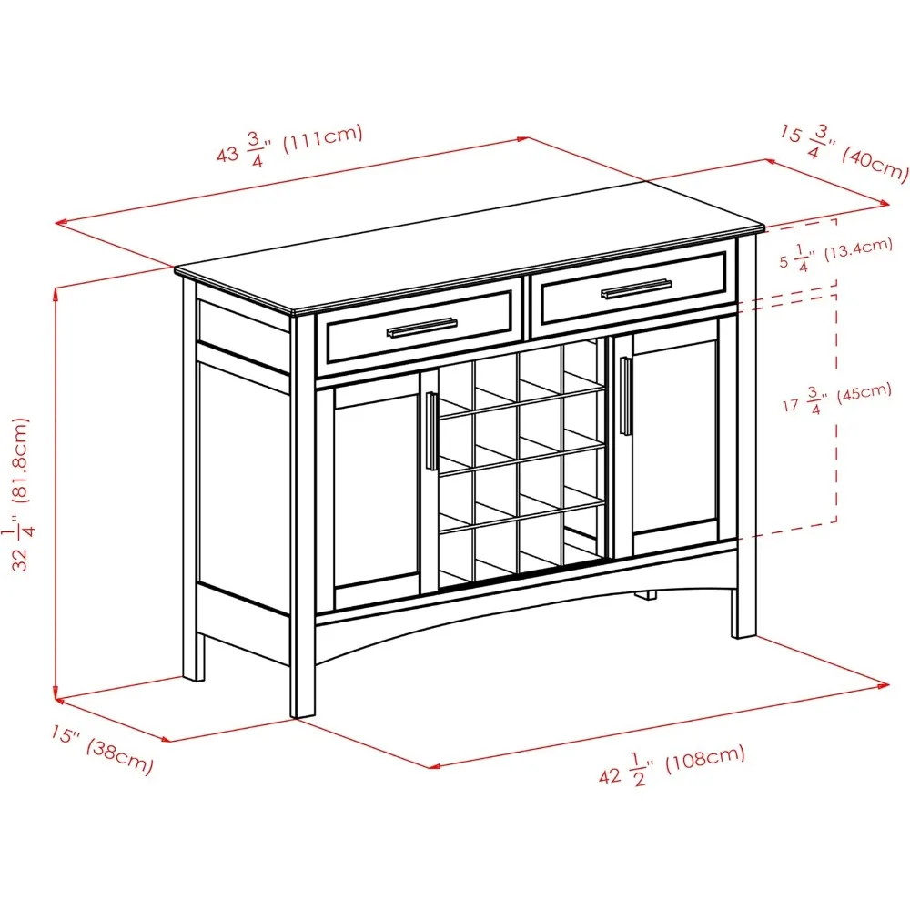 Buffet armoire Gordon, noyer