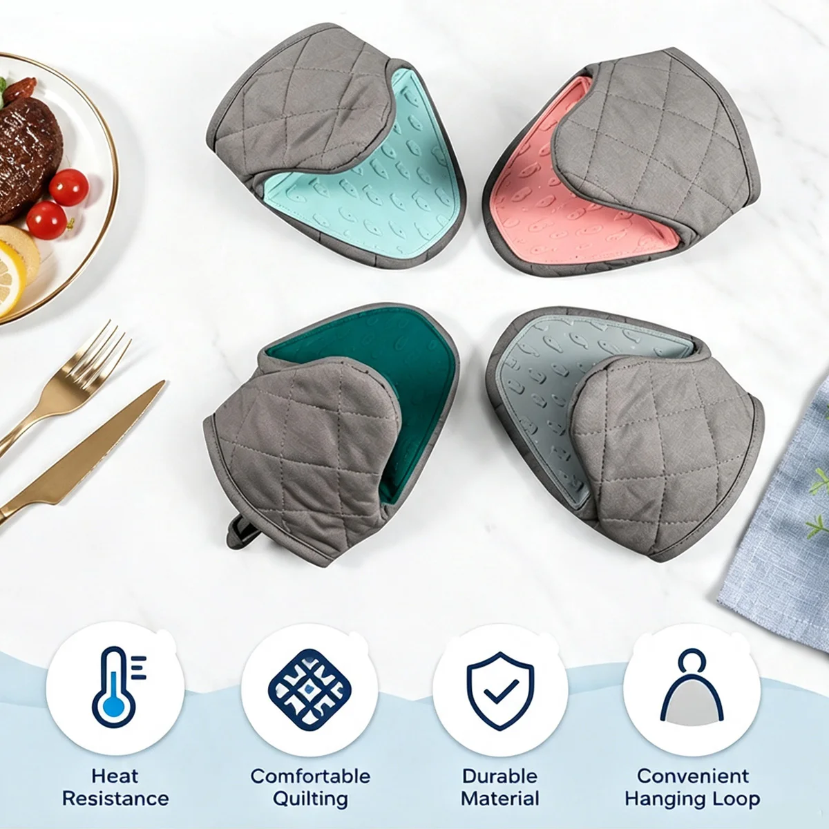 1PC Heat Resistant Oven Gloves Fish Shaped Insulated Gloves Anti Slip Silicone Suitable For Kitchen Baking Cooking And Grilling