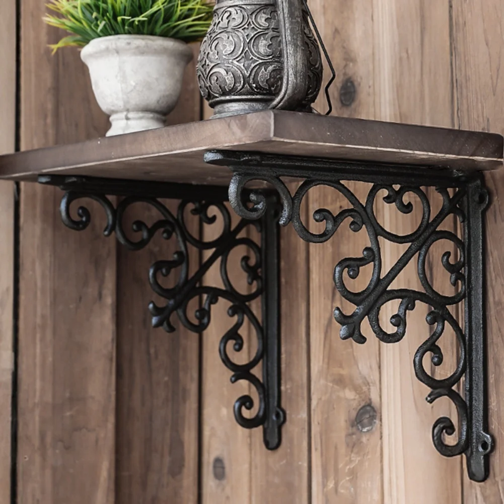 2pcs Storage Board Bracket Thick Iron Cast Iron Triangular Support Bracket Partition Bracket For Home Decor Easy Installation