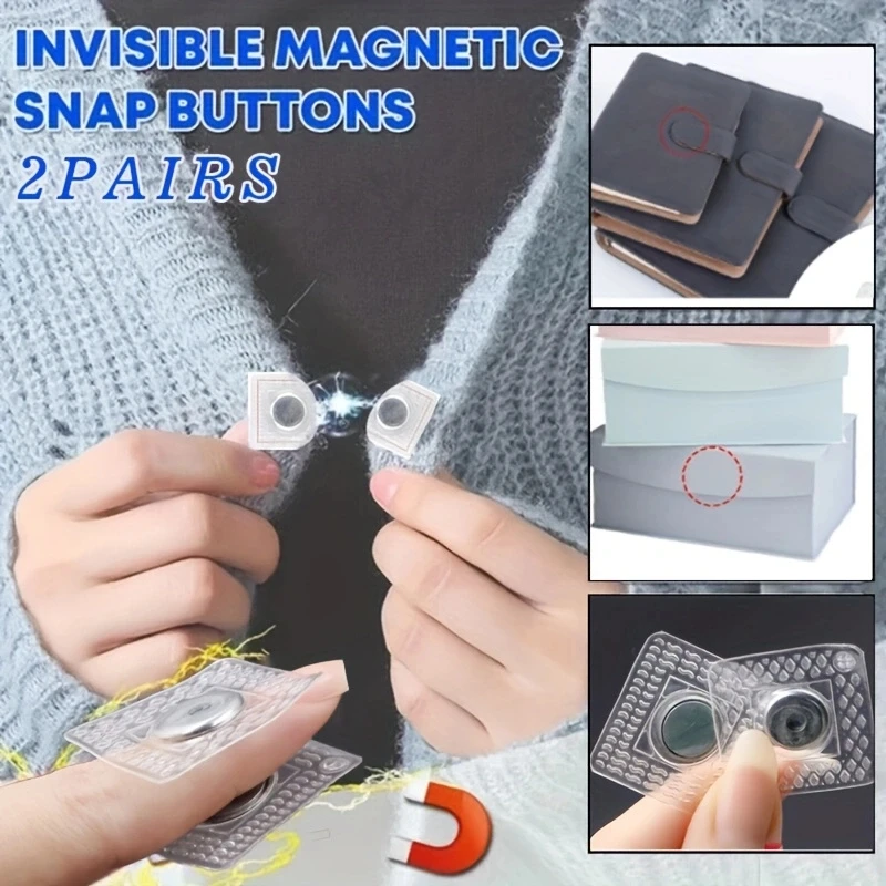 2pairs Invisible Hidden Magnetic Metal Snaps Button DIY Accessories for Overcoat Handbag Garment Scrapbooking