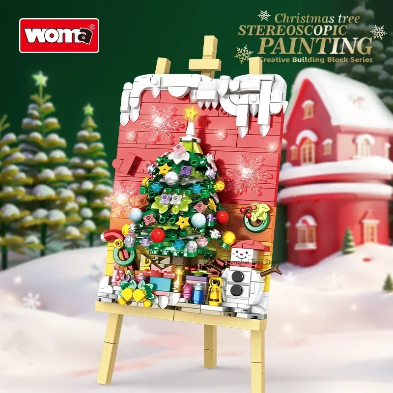 

WOMA Christmas Tree 3D Painting Decoration Painting Children's Puzzle Assembly Building Blocks Toy Drawing Board Christmas Gift