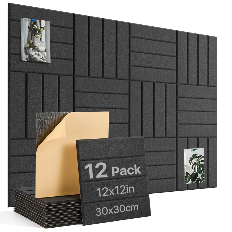 Large Black Felt Wall Panel Tiles Cork Bulletin Pin Note Boards Decorative Home Ceiling Living Room Sound Proof Acoustic Panels