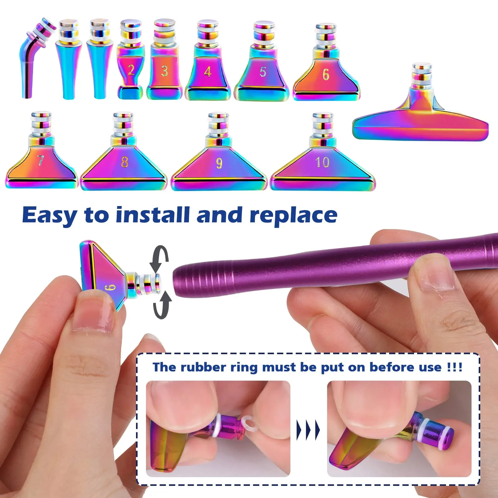 New Colorful Metal Multi Placer Tip for Drill Pen 5D Diamond Painting Tool Stainless Steel Tip Accessories