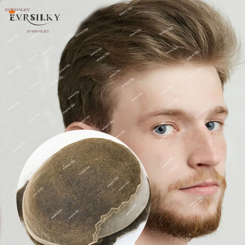 

Q6 Swiss Lace Gray Blonde Black Human Hair Men‘s Toupee Bleach Knot Natural Hairline Prosthesi Capillary Hair Replacement System